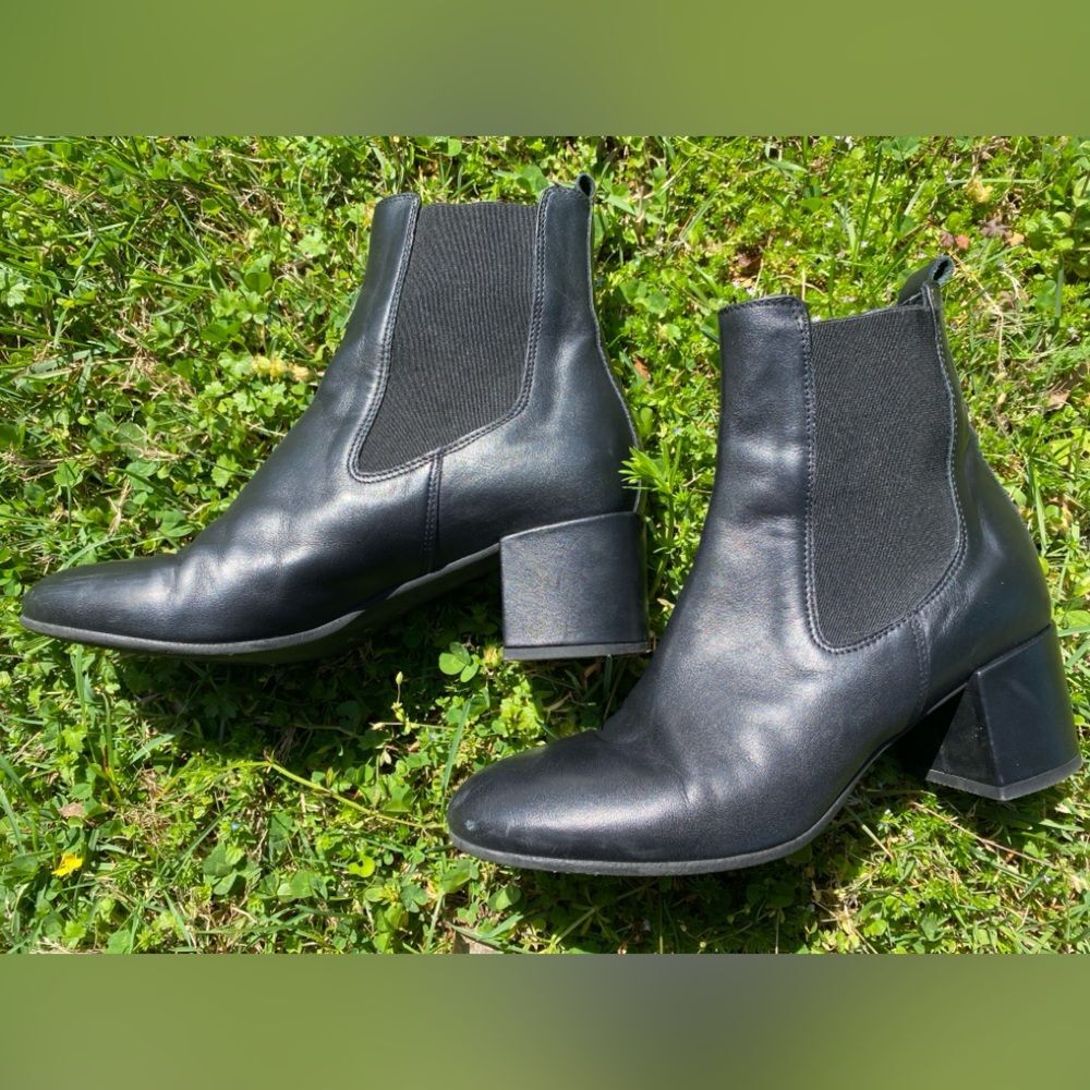Italian Piampiani Quiet Luxury Grunge Goth Italian Black Leather Ankle Heeled Bo